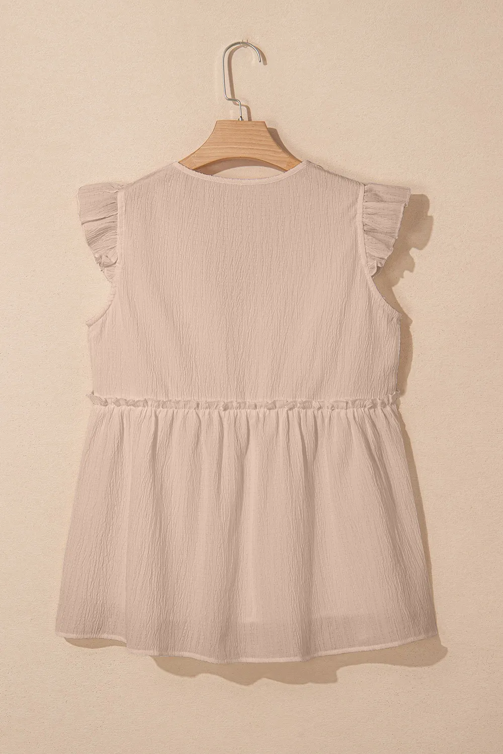 Ruffled Trim V Neck Flutter Flowy Top, image 9