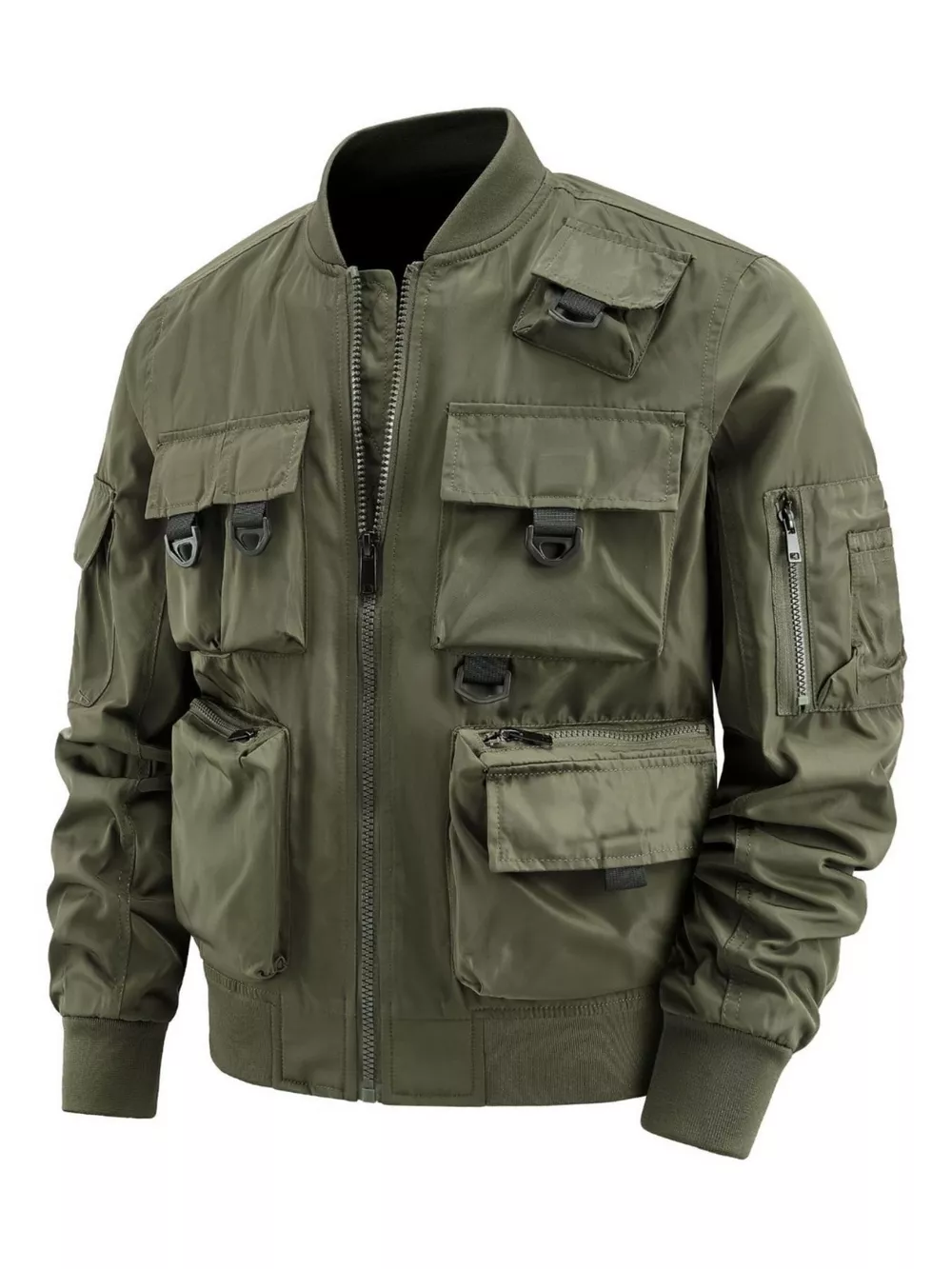 Men's Plus Size Multi-Pocket Tactical Bomber Jacket, image 4