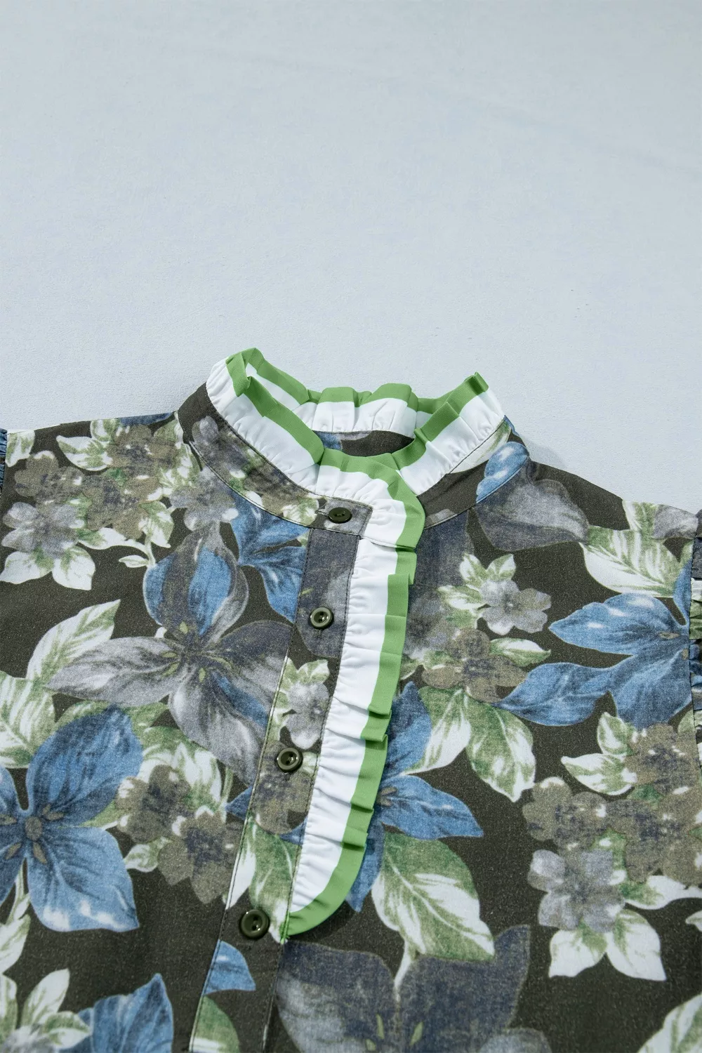 Ruffled Short Sleeve Floral Summer Blouse, image 7