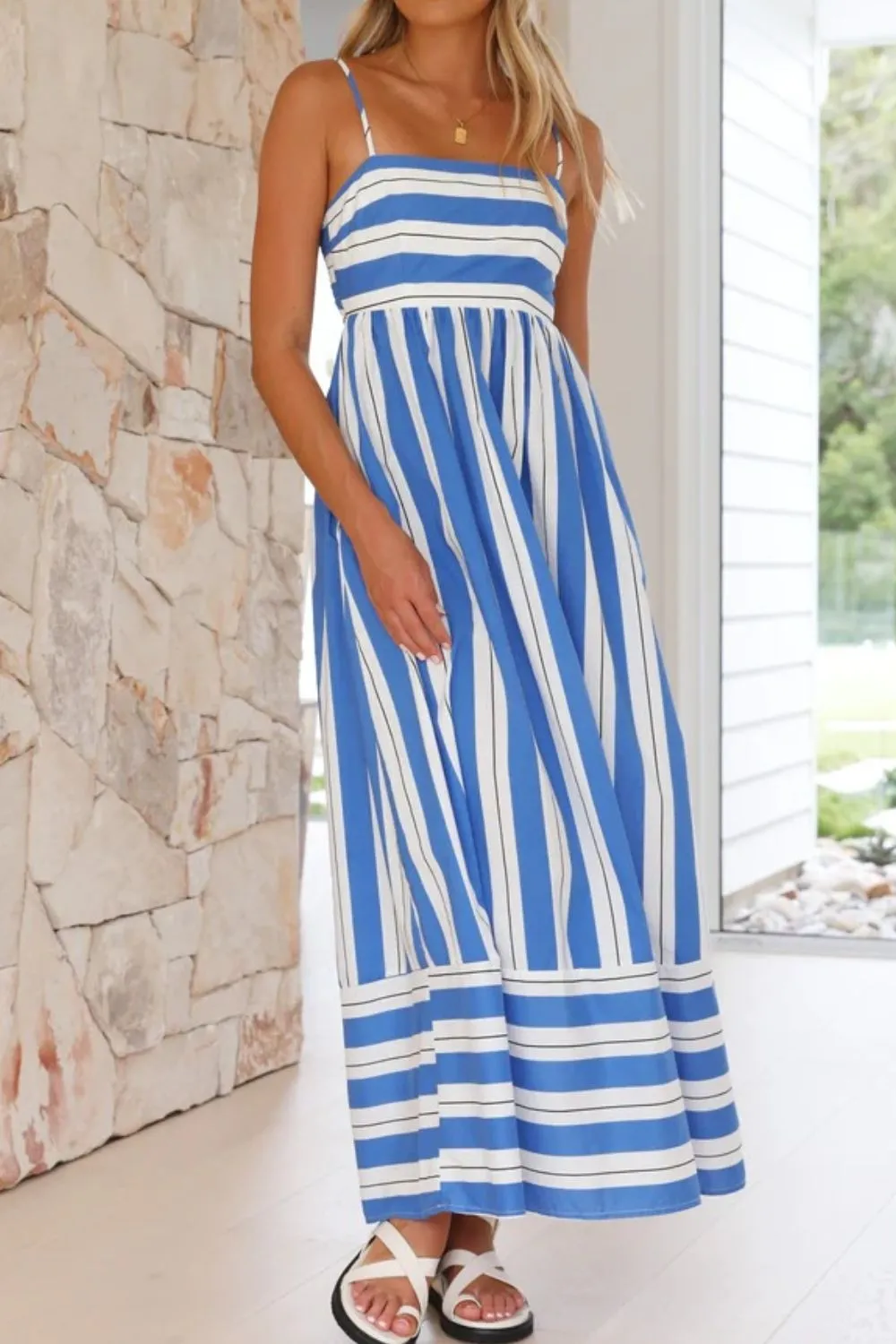 Striped Square Neck Cami Dress, image 7