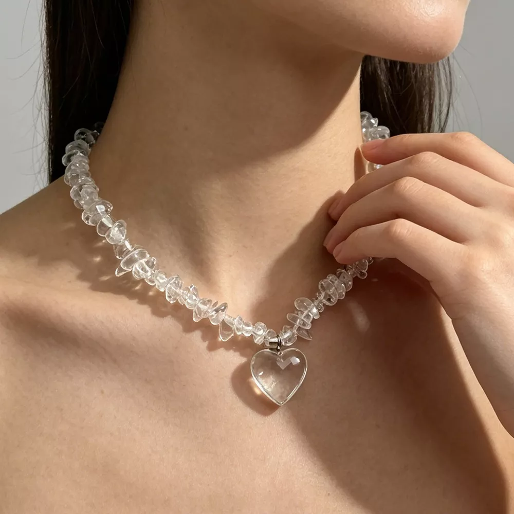 Clear Crystal Heart Pendant Necklace, image 2