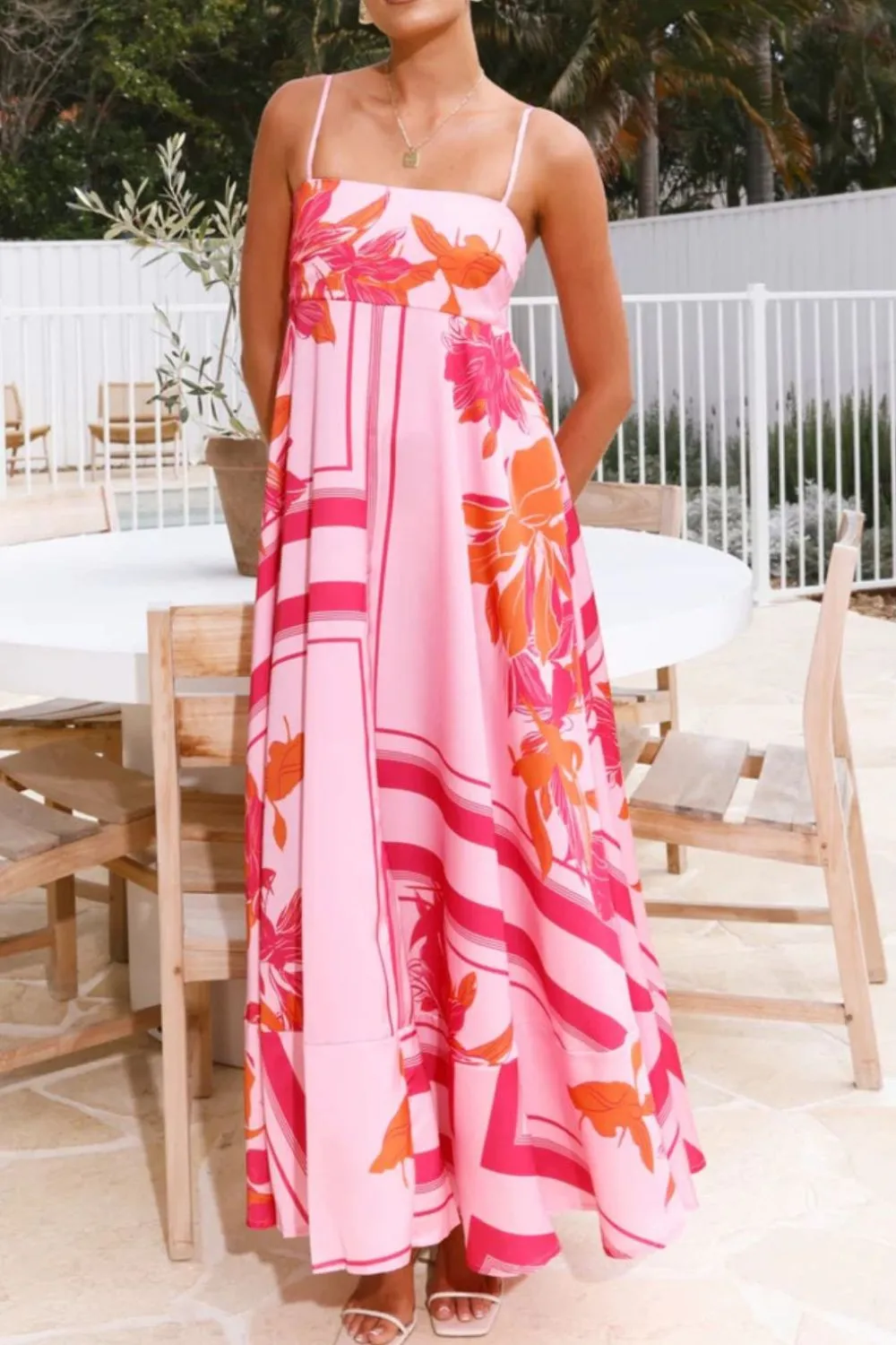 Printed Square Neck Cami Maxi Dress, image 15