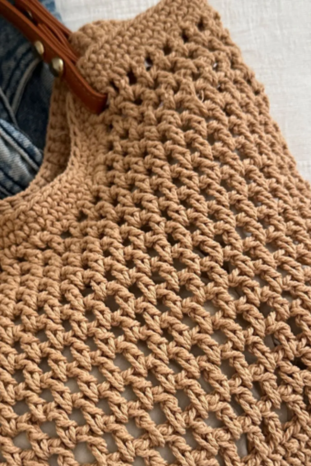 Openwork Woven Tote Bag, image 3