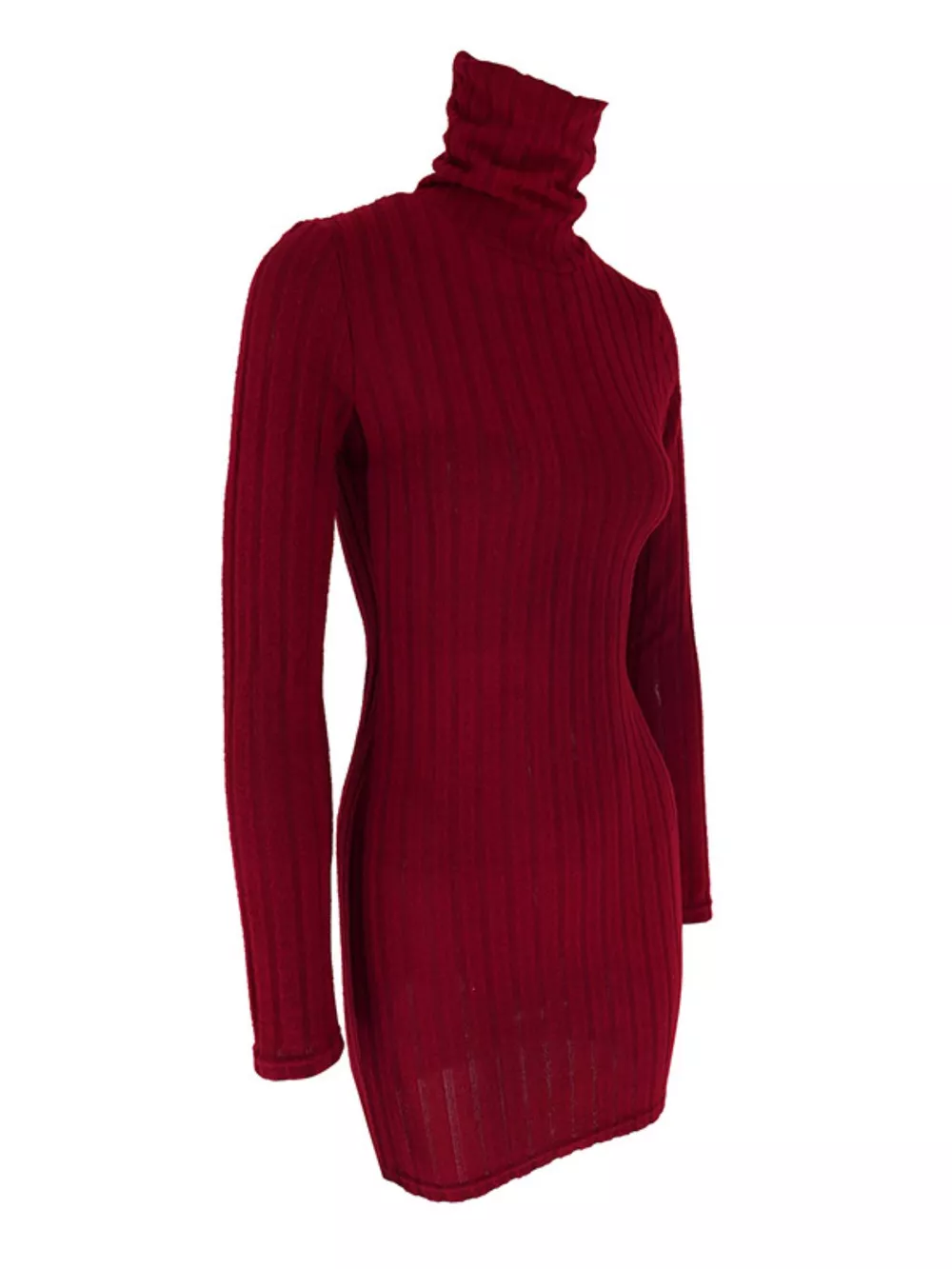 Turtleneck Ribbed Bodycon Mini Dress, image 10
