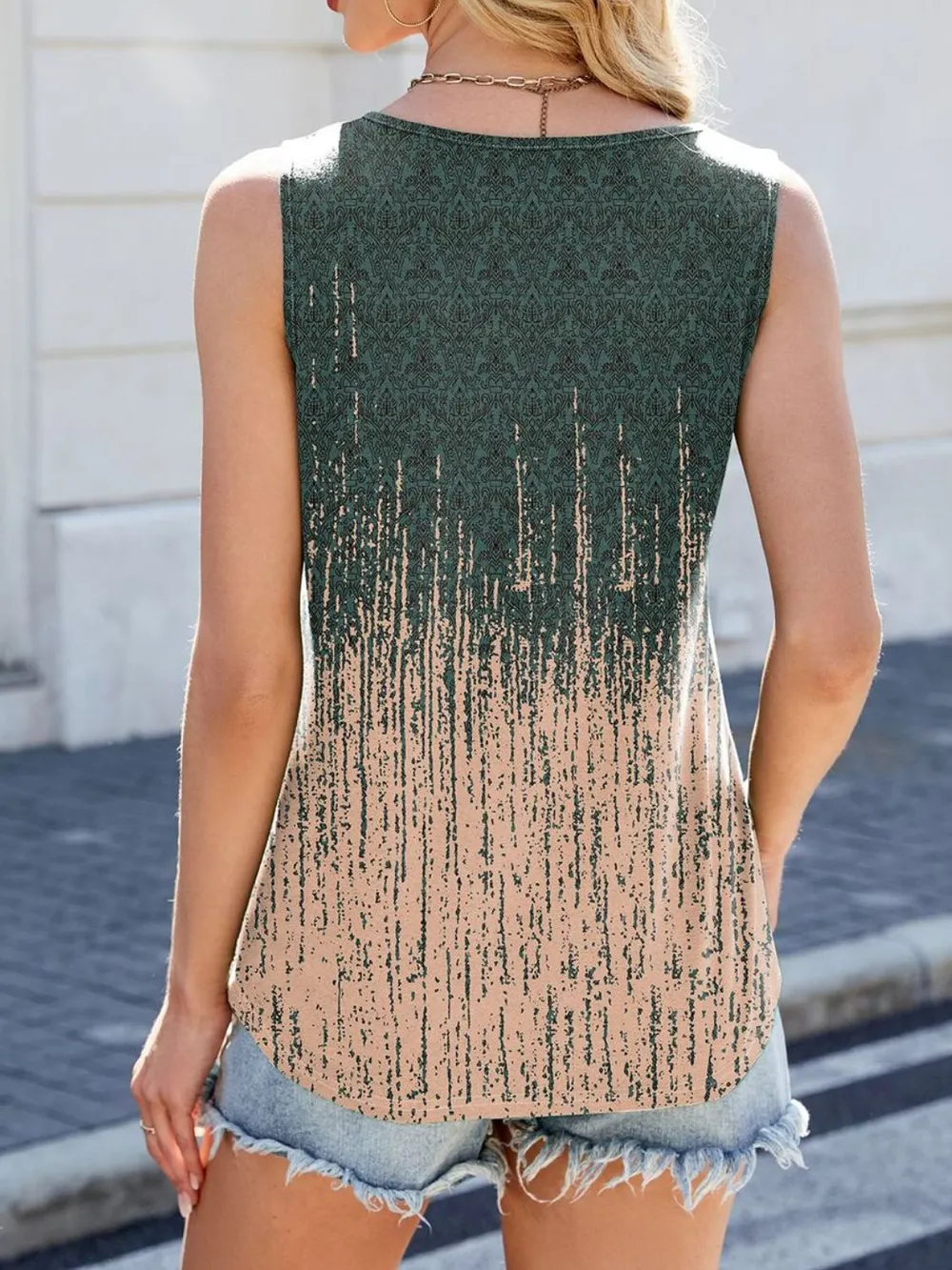 Printed Scoop Neck Wide Strap Tank, image 10