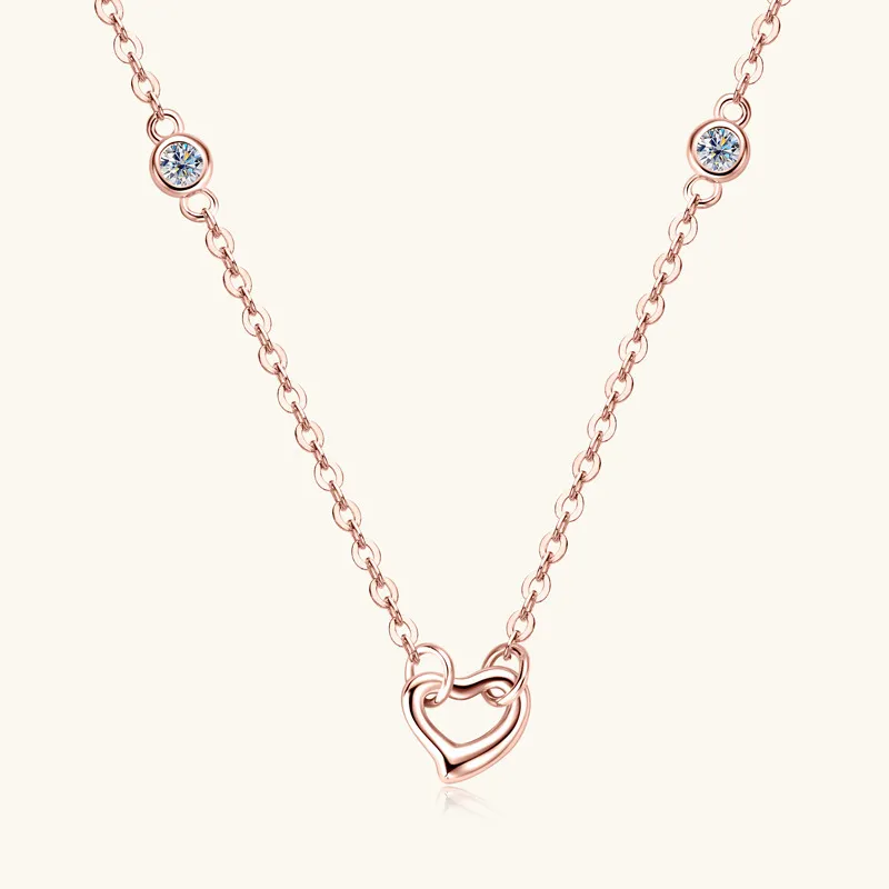Moissanite 925 Sterling Silver Heart Necklace, image 7