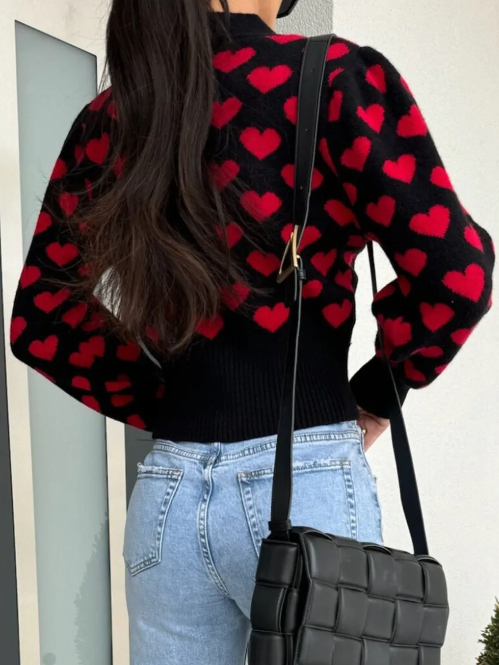 Valentine’s Day Heart V-Neck Cropped Cardigan, image 3