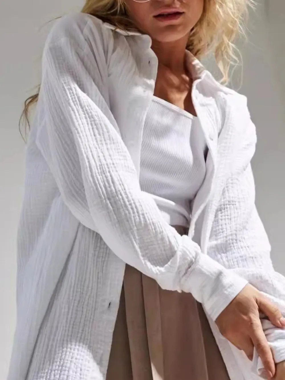 Button Up Long Sleeve Texture Shirt, image 22