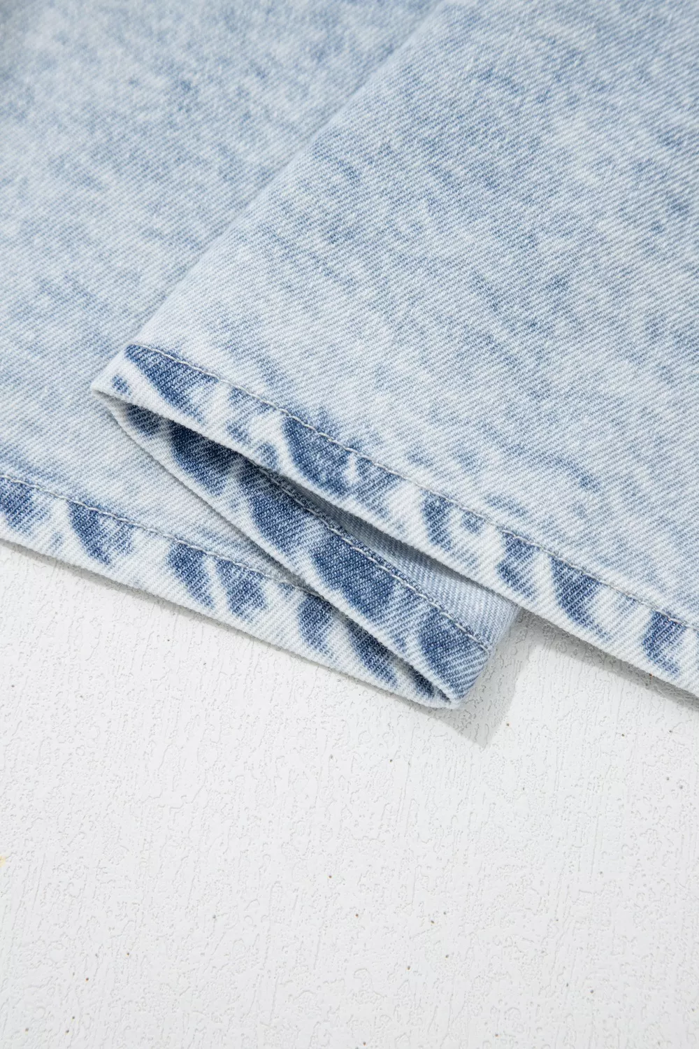 Ruffle Pleated Detail Vintage Washed Denim Top, image 10