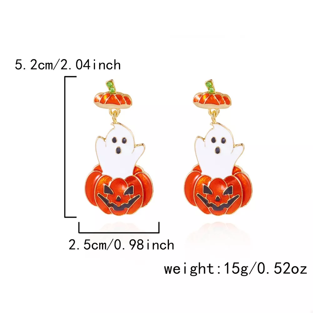 Halloween Ghost Pumpkin Dangle Earrings, image 6