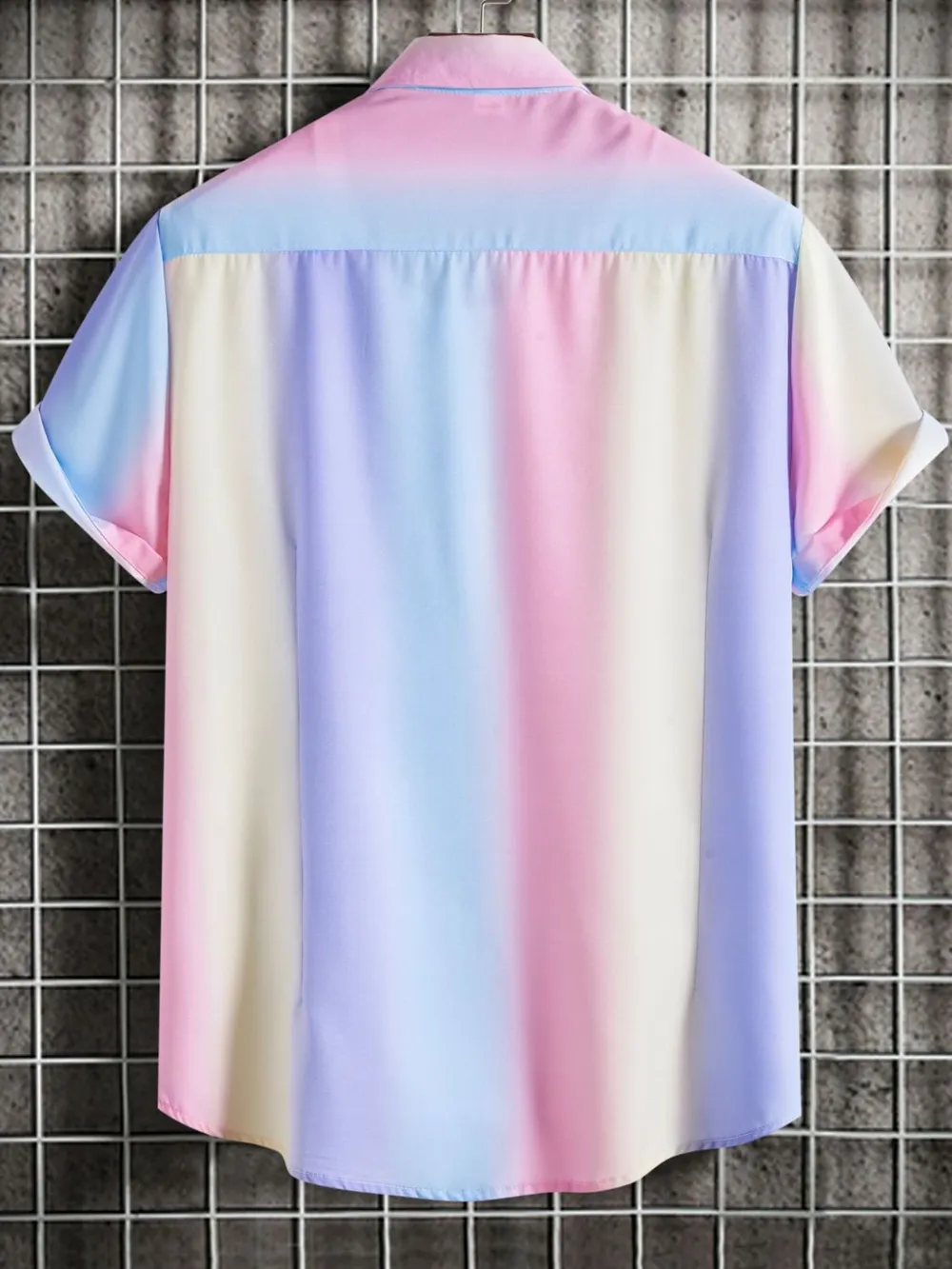 Men's Plus Size Gradient Short Sleeve Button-Down Shirt, image 2