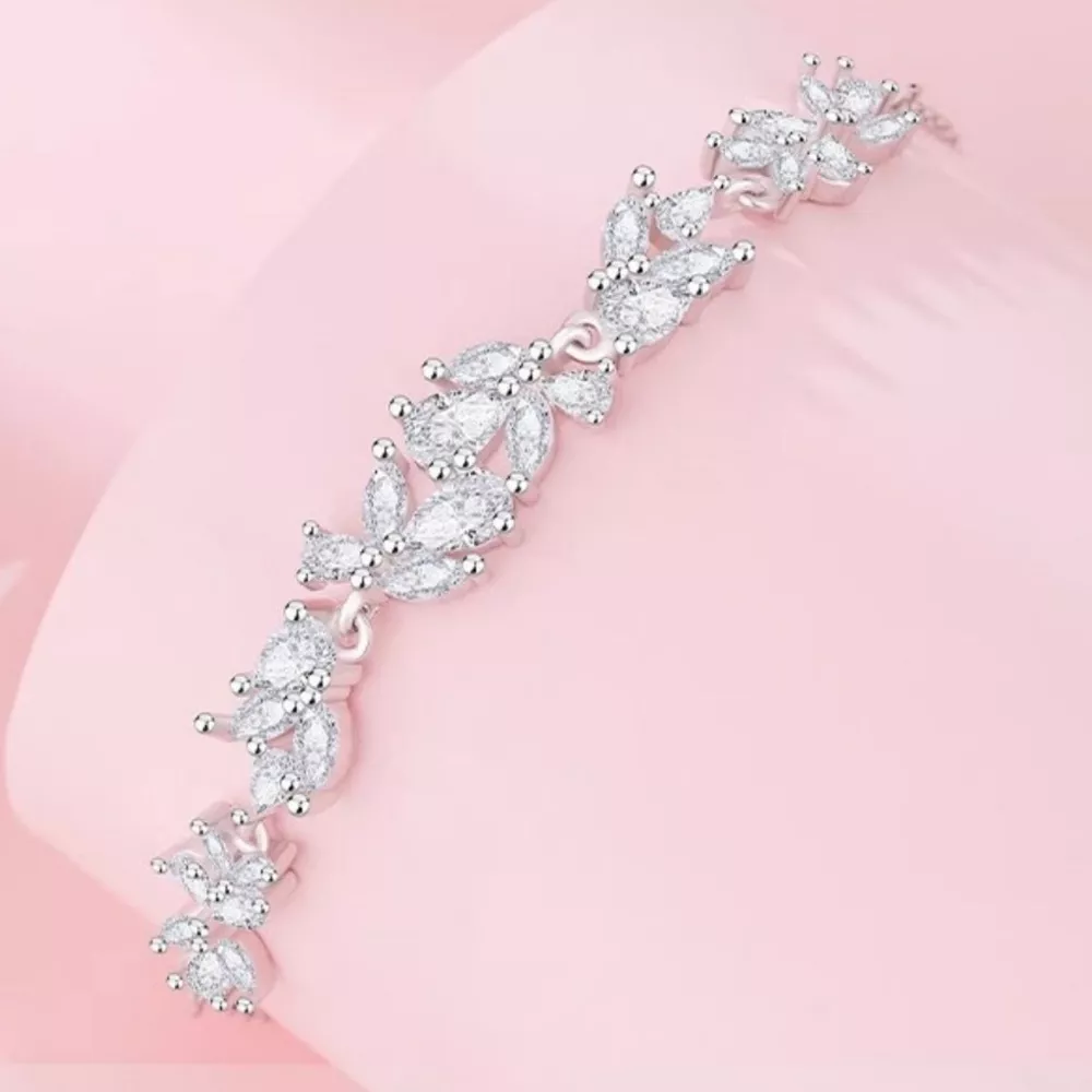 925 Sterling Silver Zircon Wisteria Bracelet, image 2