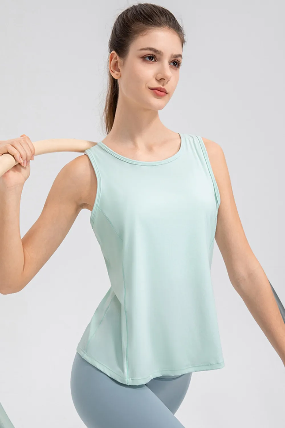 Wide Strap Round Neck Active Tank, image 5