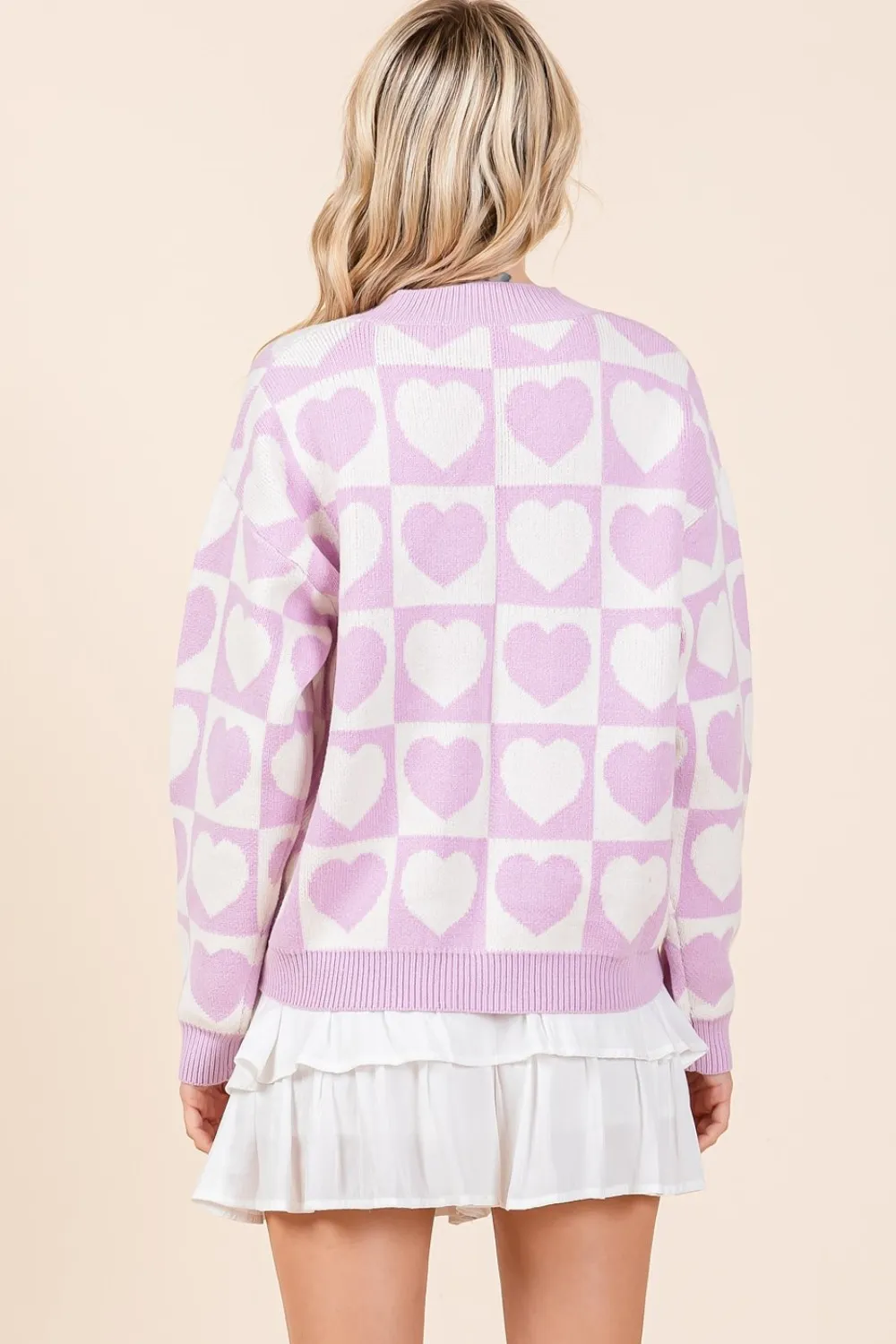 Checkered Heart Button Down Cardigan, image 2
