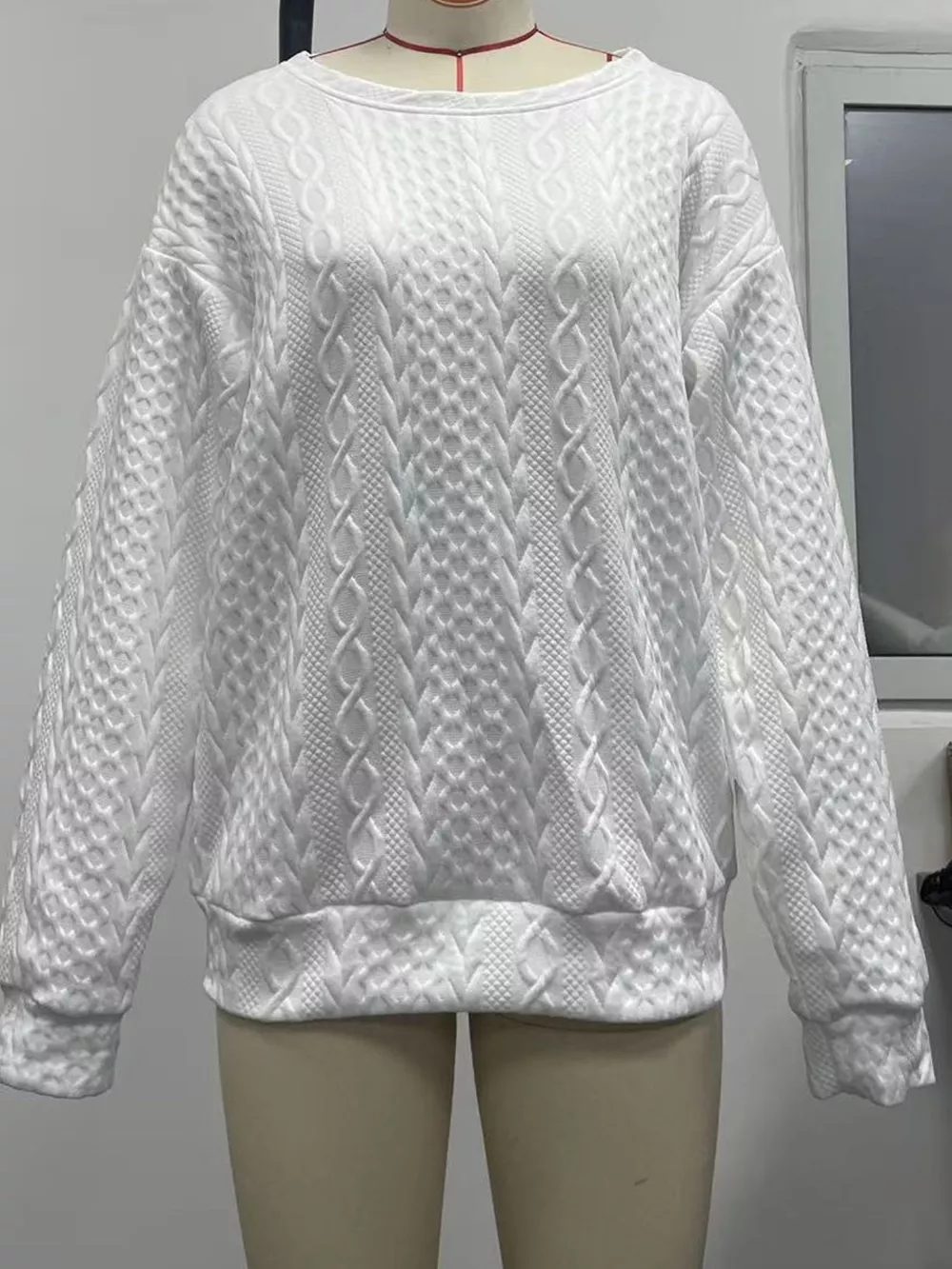 Textured Knit Crewneck Sweatshirt, image 6