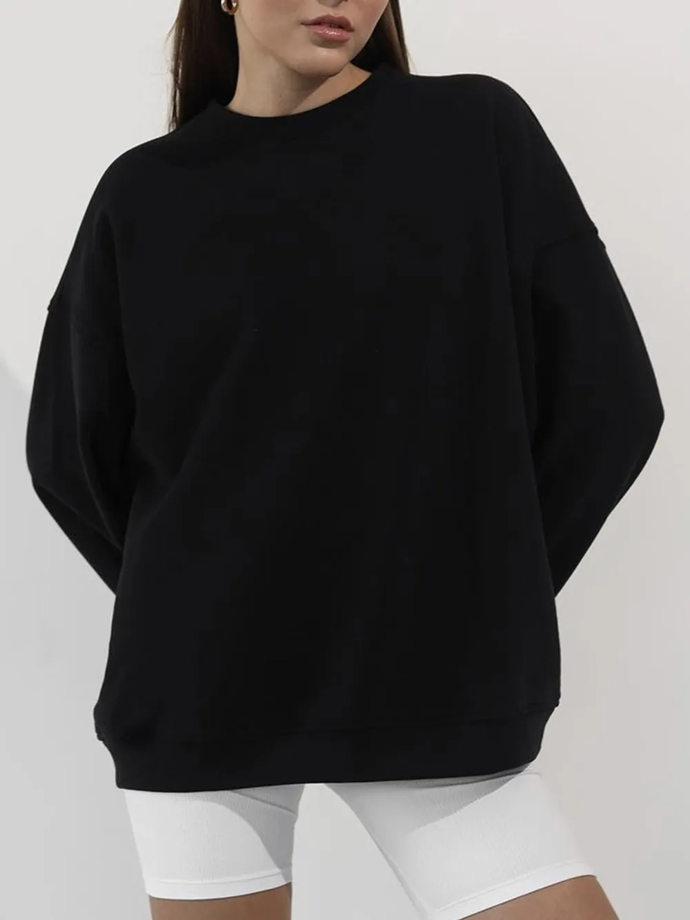 Round Neck Dropped Shoulder Long Sleeve Sweatshirt, image 19
