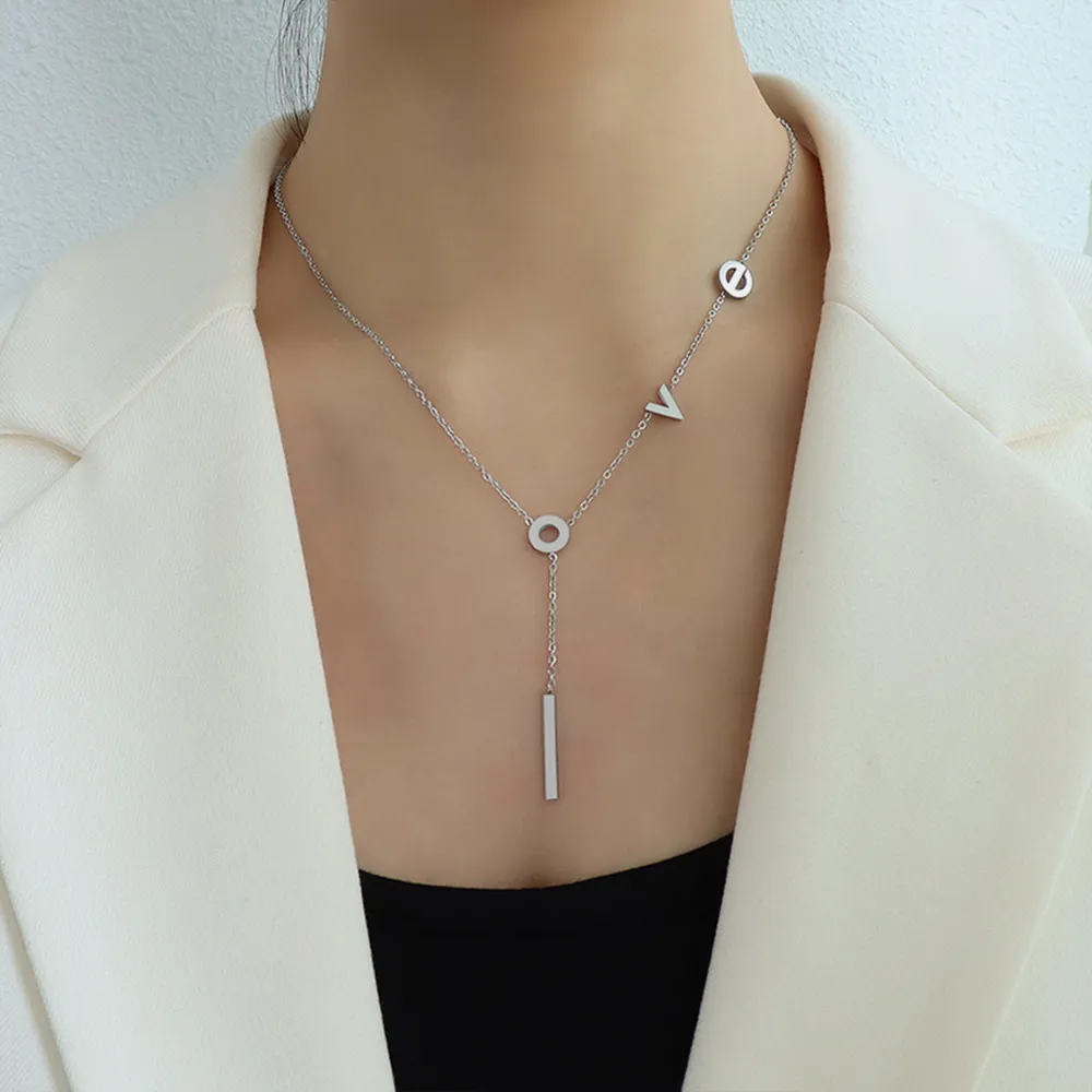 Titanium Steel Letter Necklace, image 6