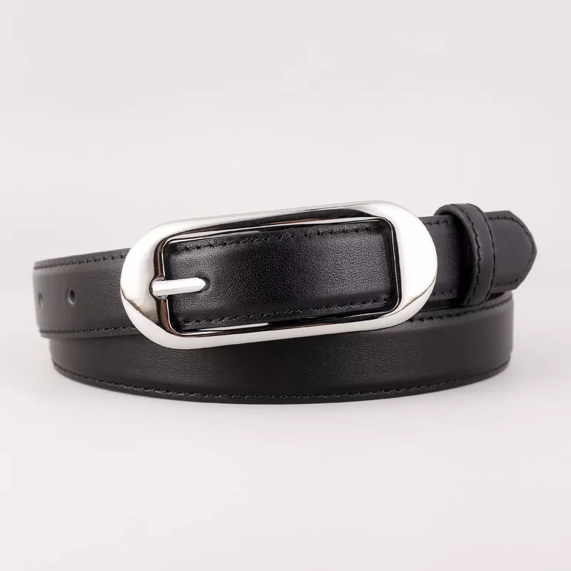 Leather Skinny Belt with Buckle