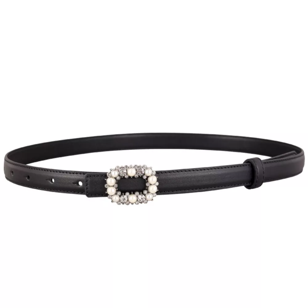 Pearl Buckle Leather Belt, image 4