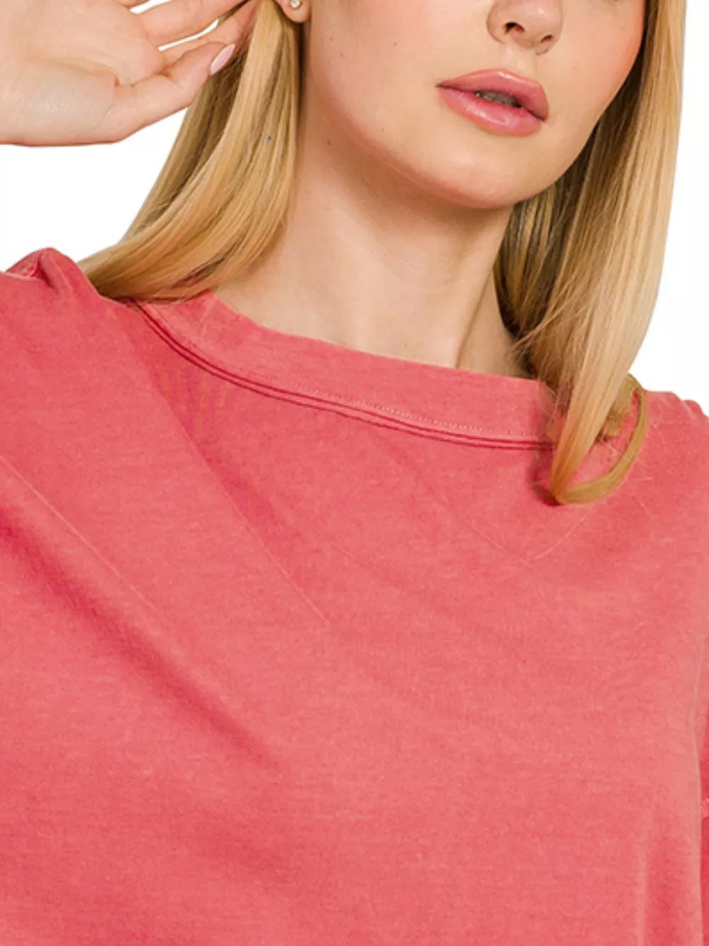 Pigment Dye Enzyme Washing Oversized Round-Neck T-Shirt, image 2