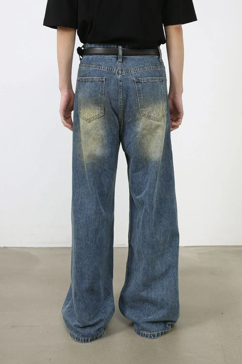 Men's Washed Wide Leg Jeans, image 4