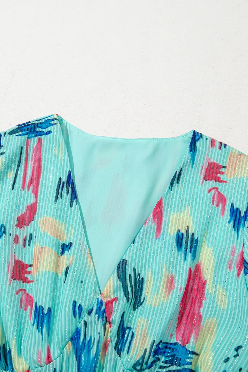 Abstract Print Short Puff Sleeve Tiered Maxi Dress, image 11