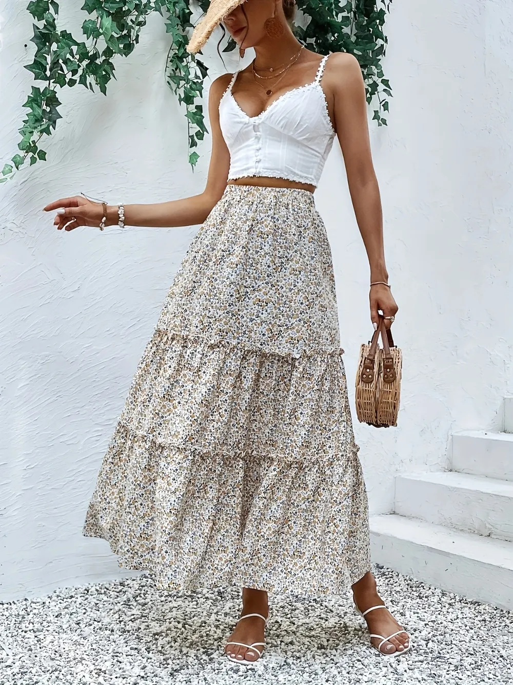 Frill Tiered Printed Skirt, image 3