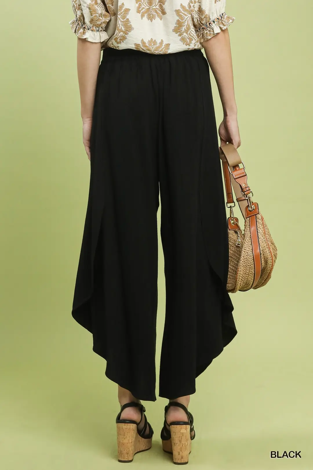 Flowy Asymmetrical Hem Wide Leg Pants, image 2