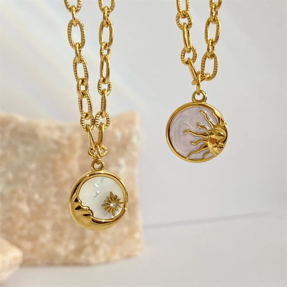 Titanium Steel Sun & Moon Necklace, image 5