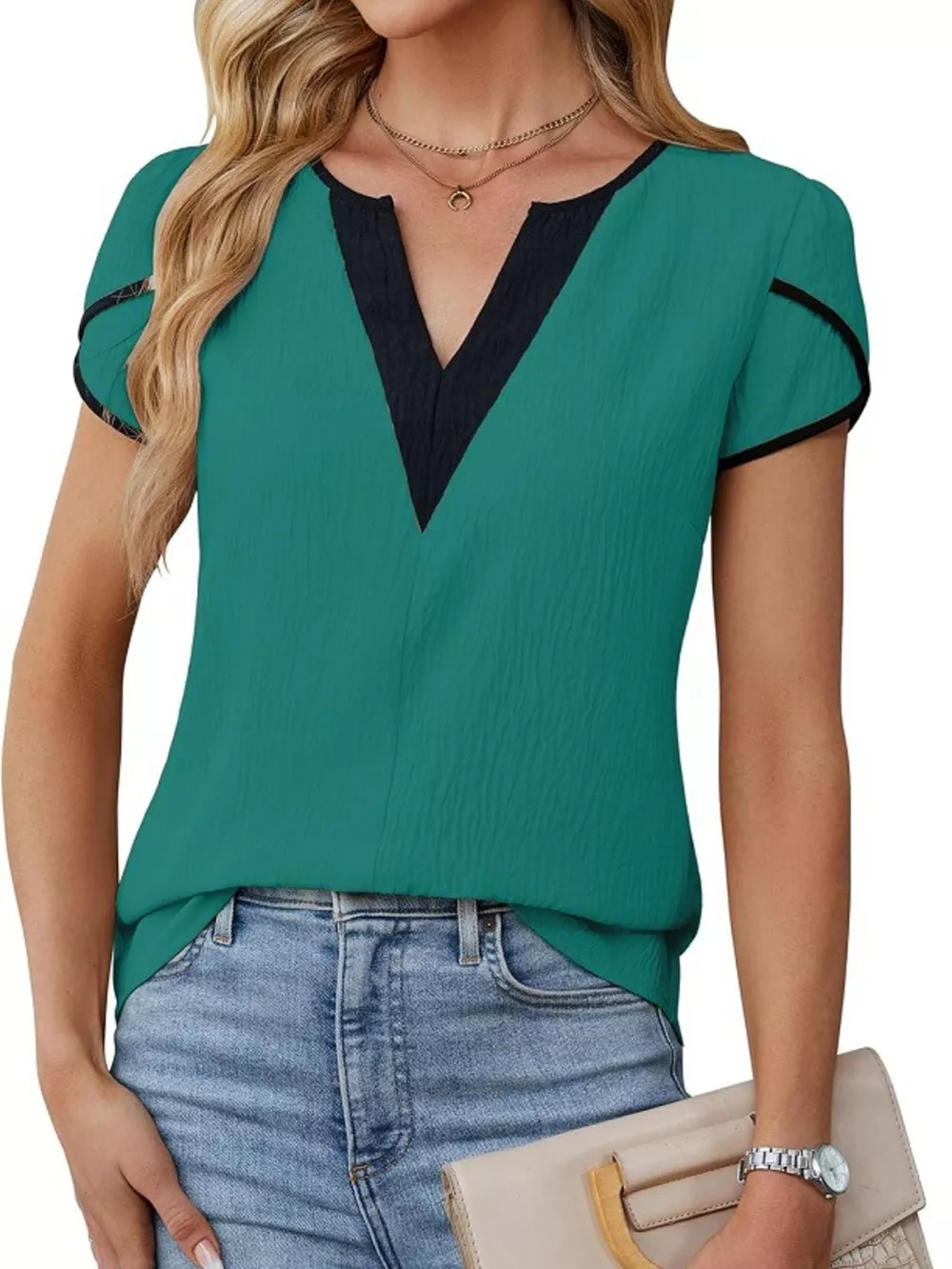 Notched Petal Sleeve Blouse, image 15