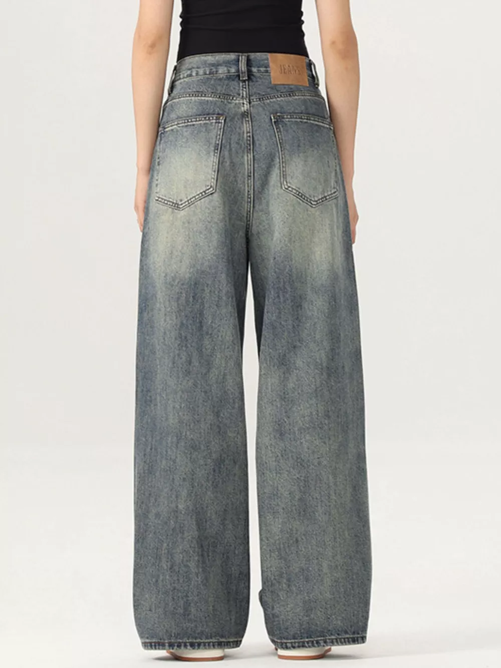 Men's Vintage Wash Wide Leg Jeans, image 6
