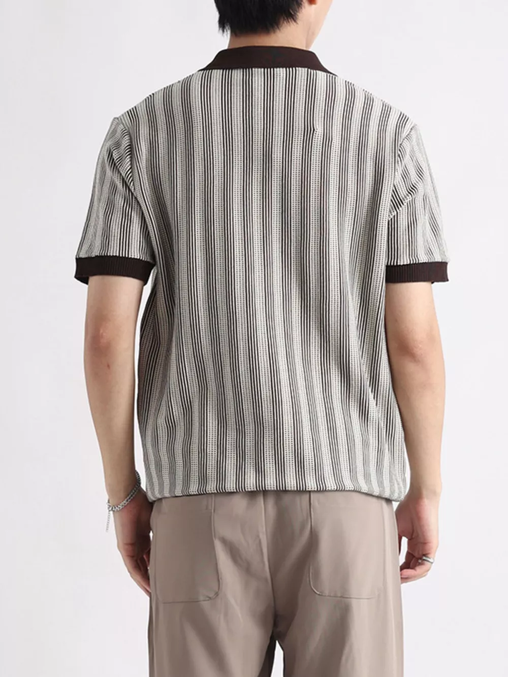 Men's Plus Size Striped Short Sleeve Polo, image 9
