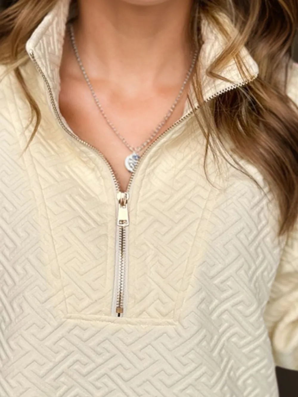 Textured Half Zip Long Sleeve Sweatshirt, image 4