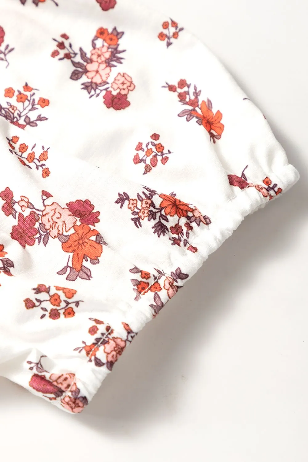 Floral Ruched Cinched Short Sleeve Blouse, image 3