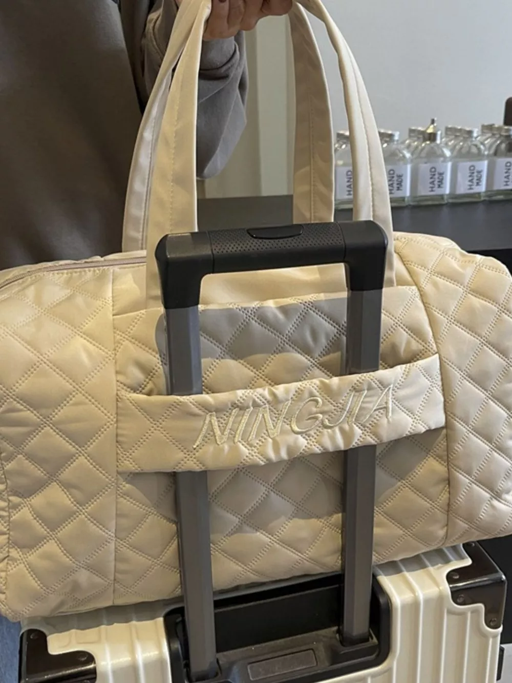 Quilted Duffel Bag with Adjustable Strap, image 7