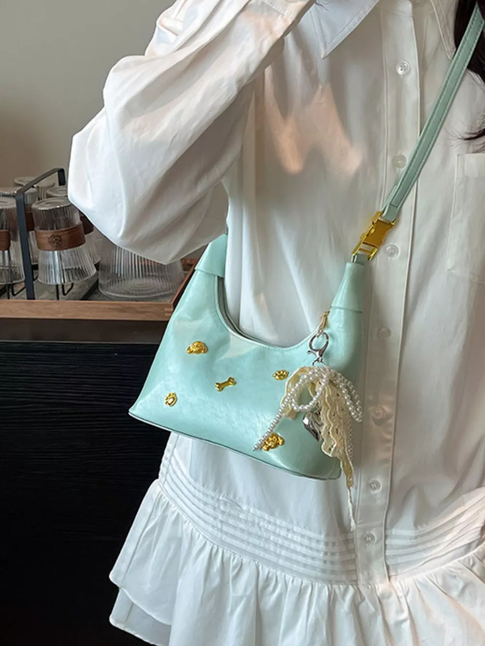 Embellished Hobo Crossbody Bag