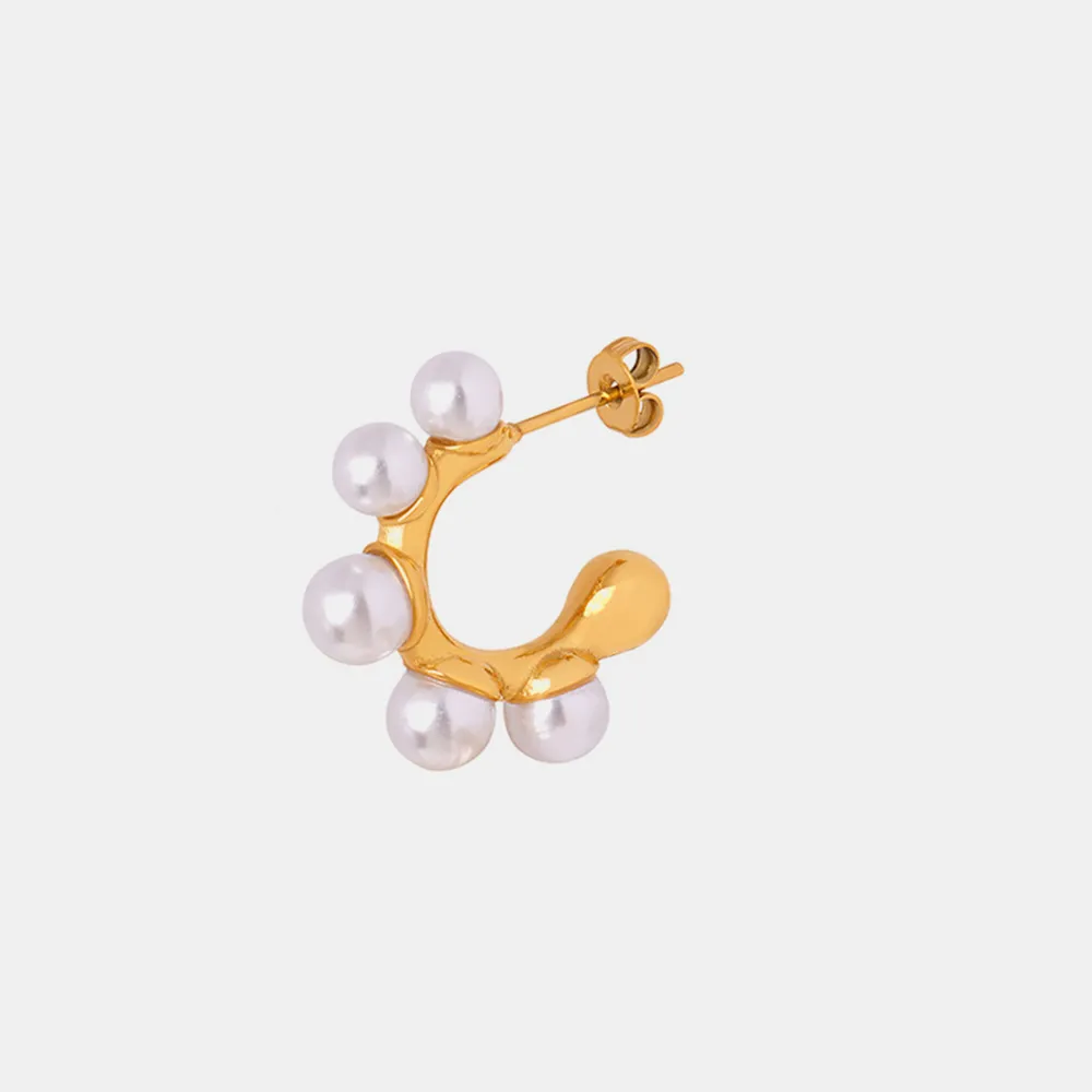 Synthetic Pearl 18K Gold-Plated Earrings, image 3