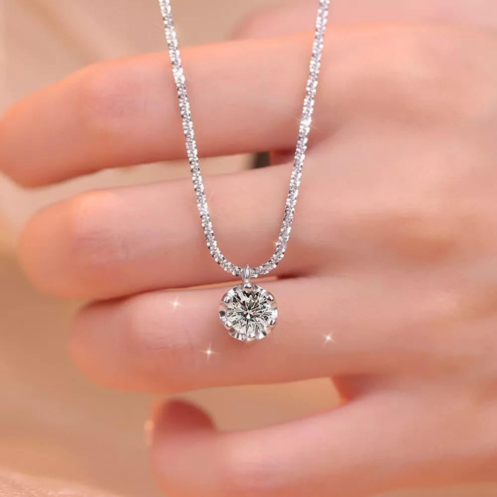 1 Carat Moissanite 925 Sterling Silver Necklace