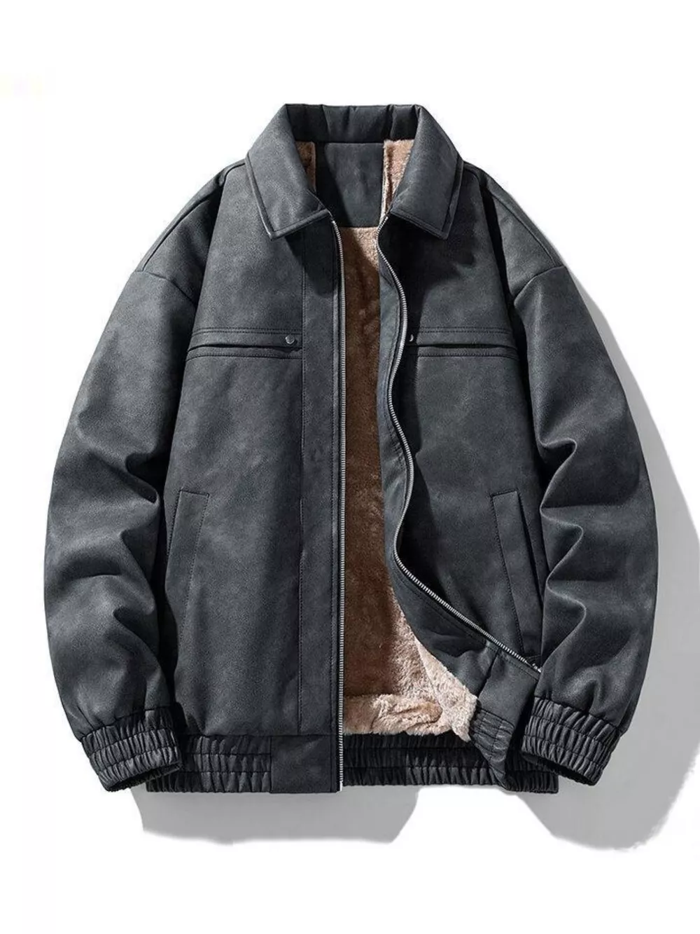 Men's Plus Size Fleece Lined Zip Up Jacket