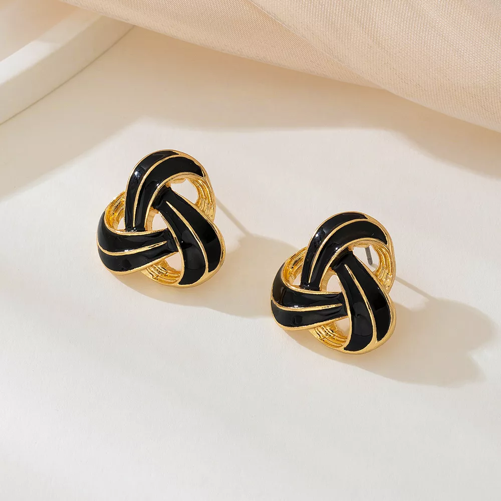 Twisted Knot Geometric Stud Earrings, image 4