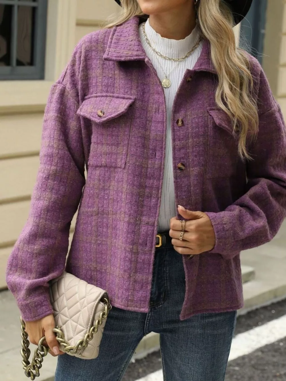 Plaid Button Up Long Sleeve Jacket, image 16