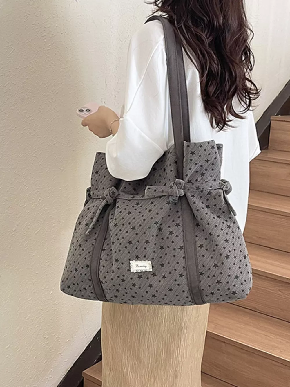 Star-Patterned Casual Shoulder Bag, image 6