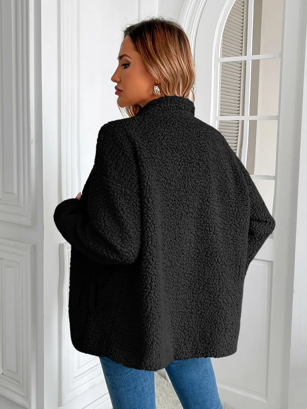 Zip Up Long Sleeve Fuzzy Jacket, image 7