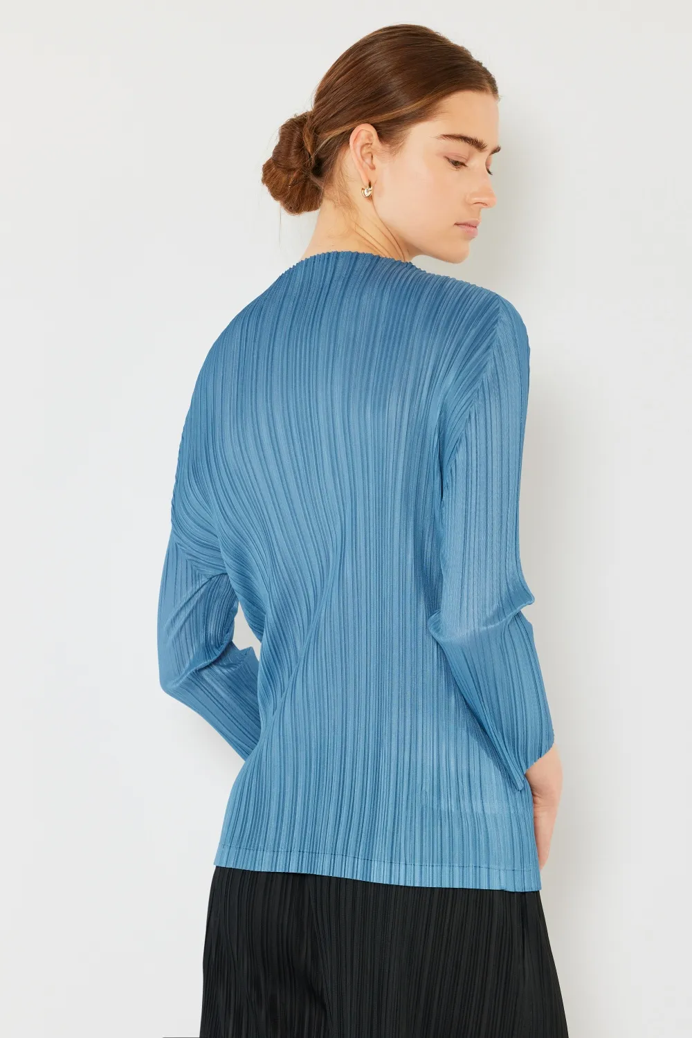 Pleated Long Sleeve Boatneck Top, image 10