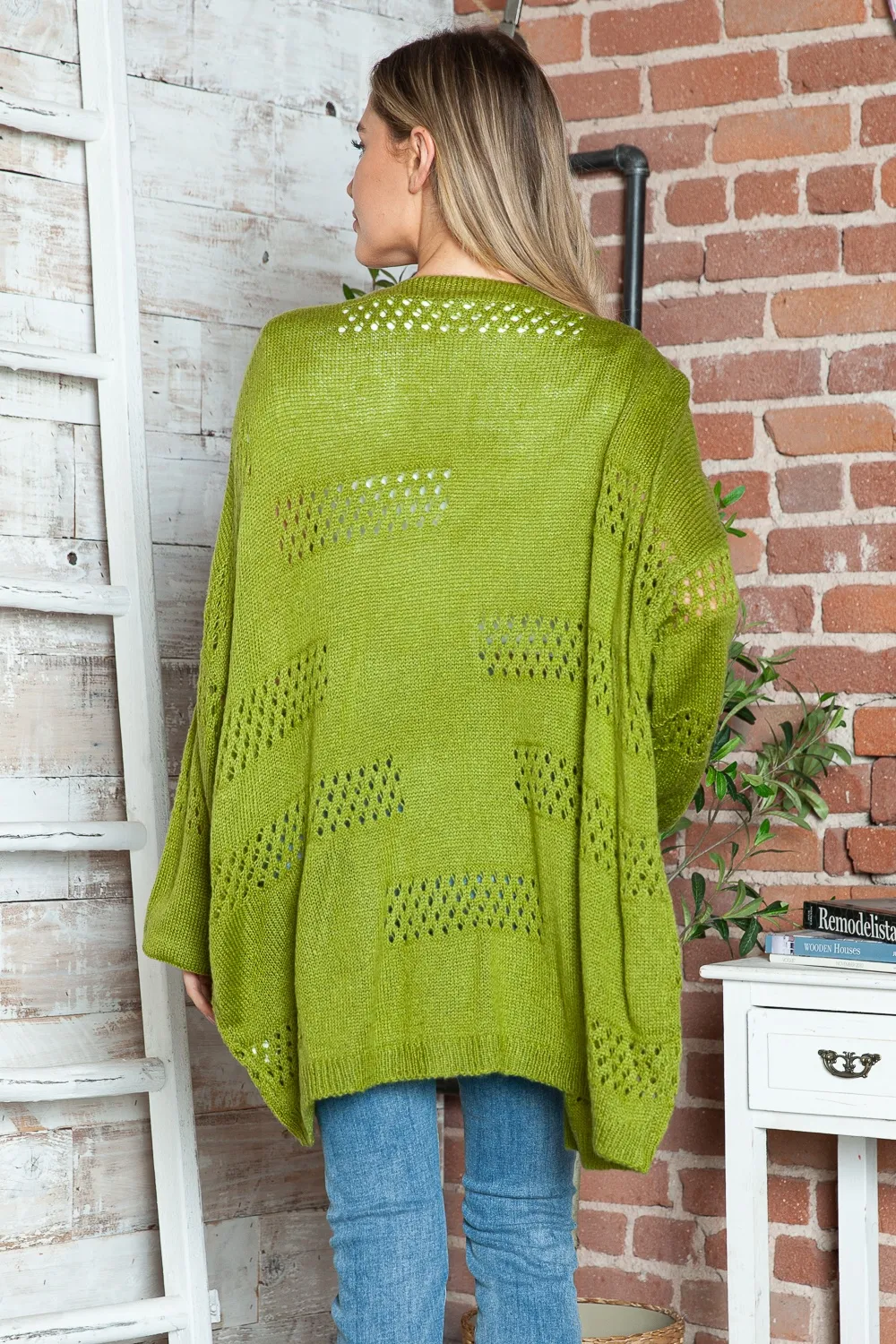 Openwork Open Front Long Sleeve Cardigan, image 22