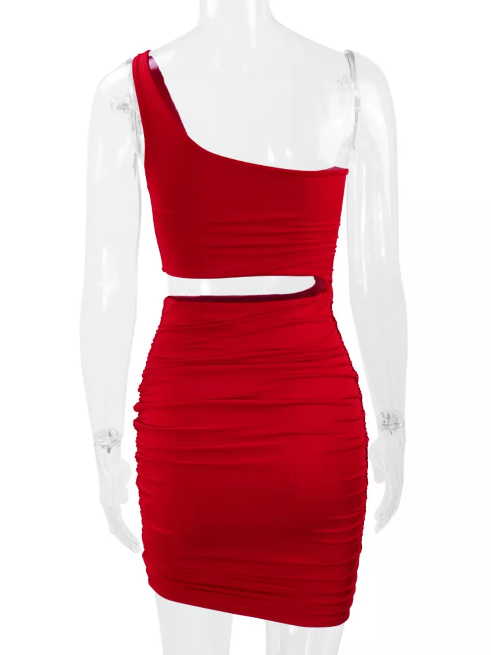 One-Shoulder Cutout Ruched Bodycon Mini Dress, image 26