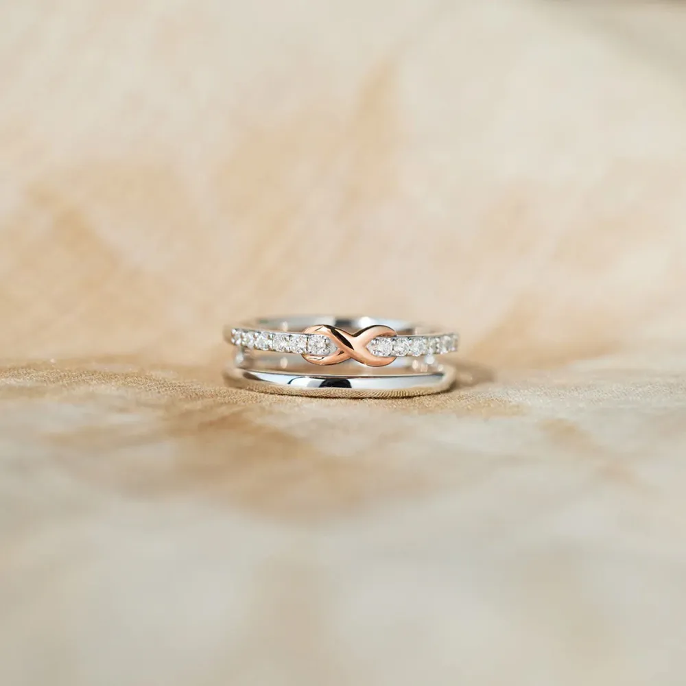 Double-Layered Zircon 925 Sterling Silver Ring, image 6