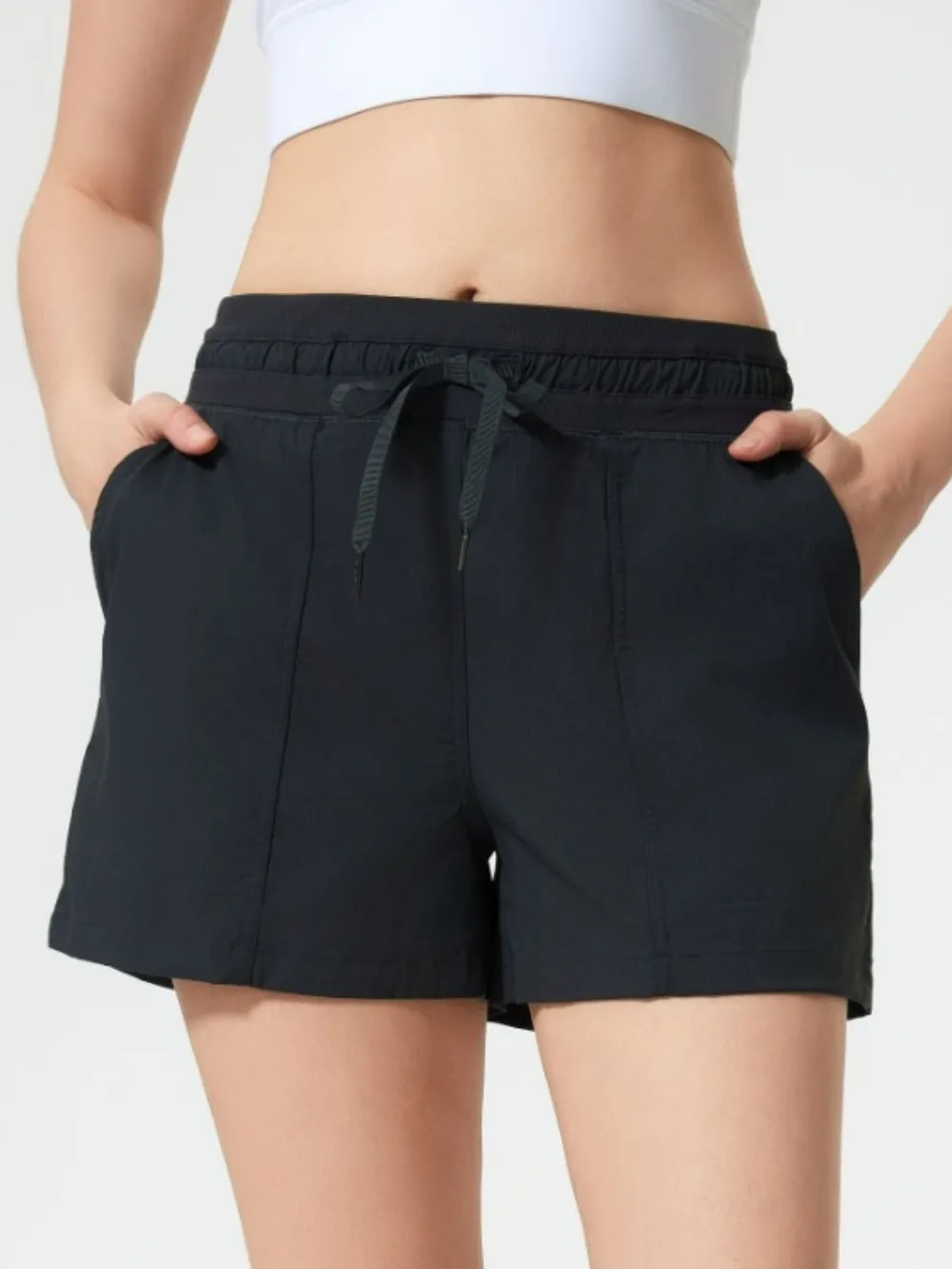 Drawstring Active Shorts with Pockets