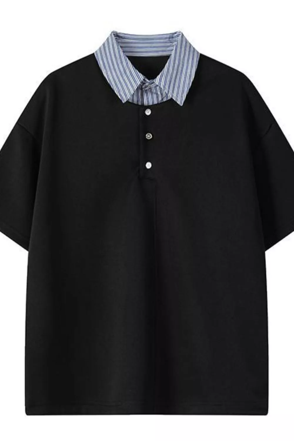 Men's Plus Size Striped Collar Relaxed Fit Polo