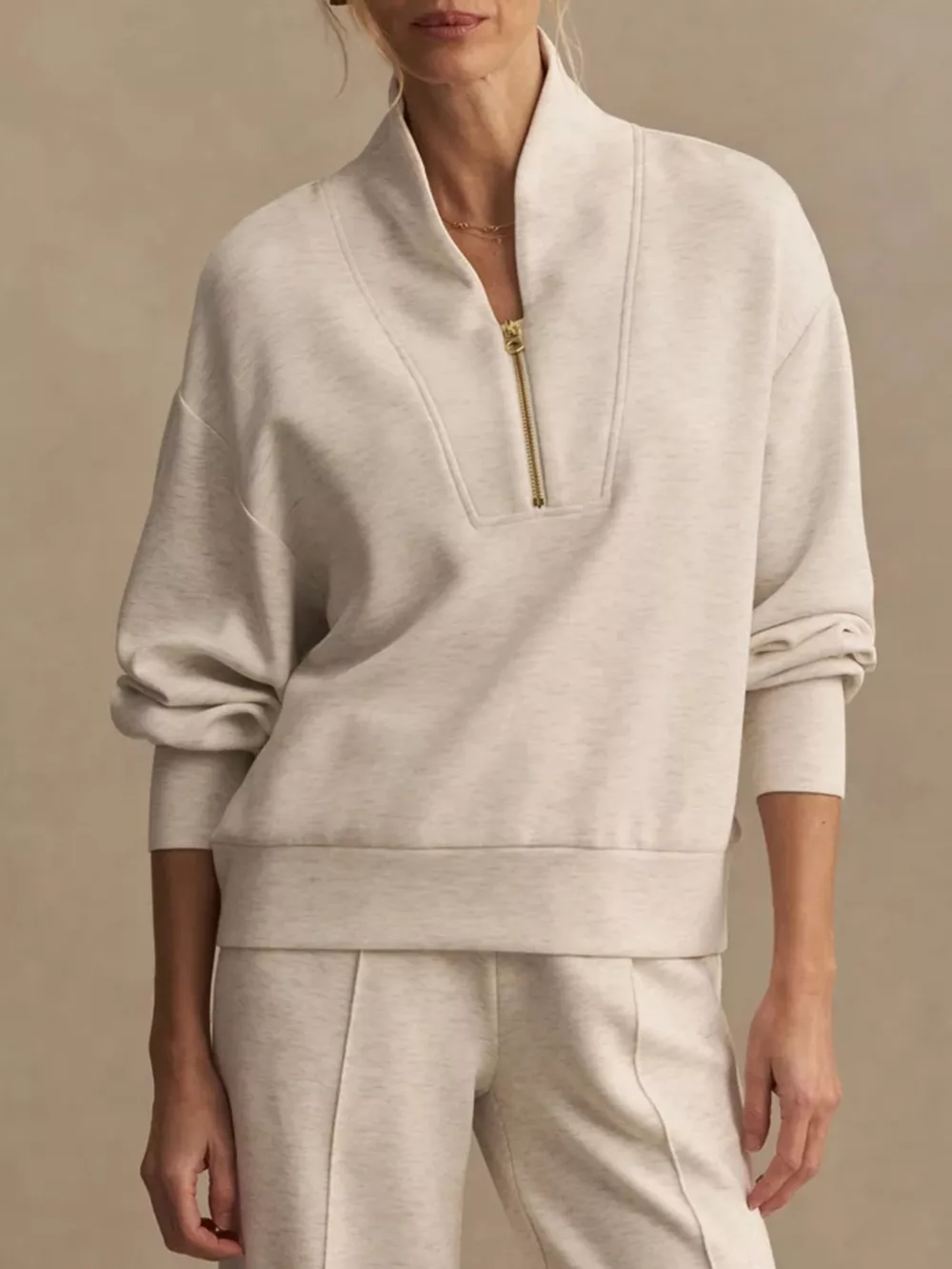 Quarter-Zip Sweatshirt and Wide-Leg Pants Set, image 2